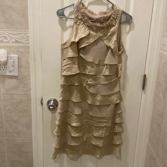 Dress Barn Dresses | Nwt Champagne Sleeveless Dress 8 | Color: Cream | Size: 8 | Jsheets19'S Closet